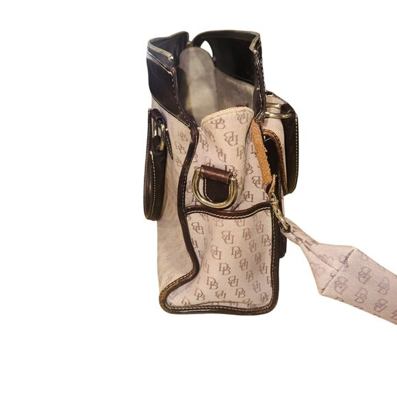 Vintage Y2K Dooney & Bourke Signature Beige Satchel Bag With Matching Pouch - Picture 3 of 16